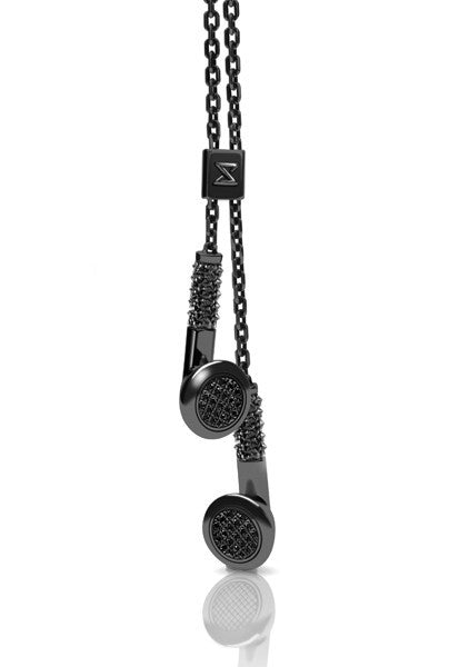 Earbud Necklace [Black Diamonds]